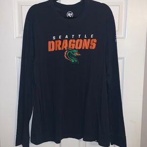 47 brand XFL Seattle Dragons long sleeve navy blue t shirt